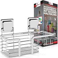 Estantería para la ducha de acero inoxidable sin taladros | Organizador multifuncional antideslizante con adhesivos…